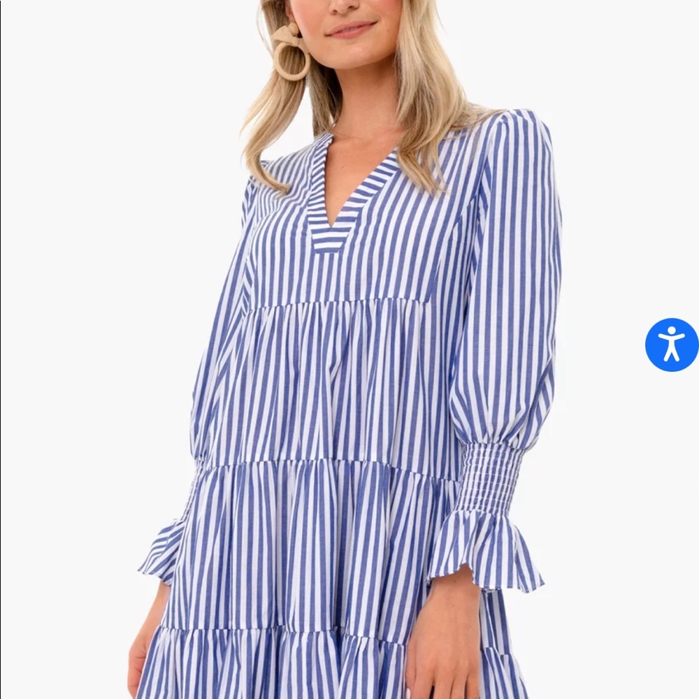 Tuckernuck Pomander Place Blue and White Stripe Cotton Poplin Kenzo Dress